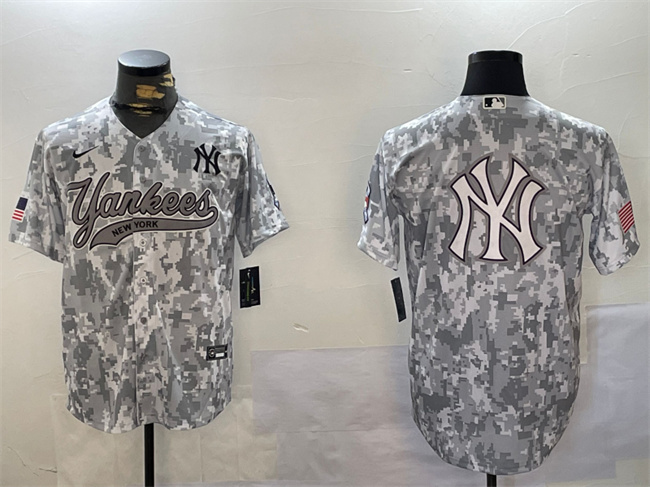 Men's Arctic Camo New York Yankees Team Big Logo 2024 Stitched Baseball Jersey